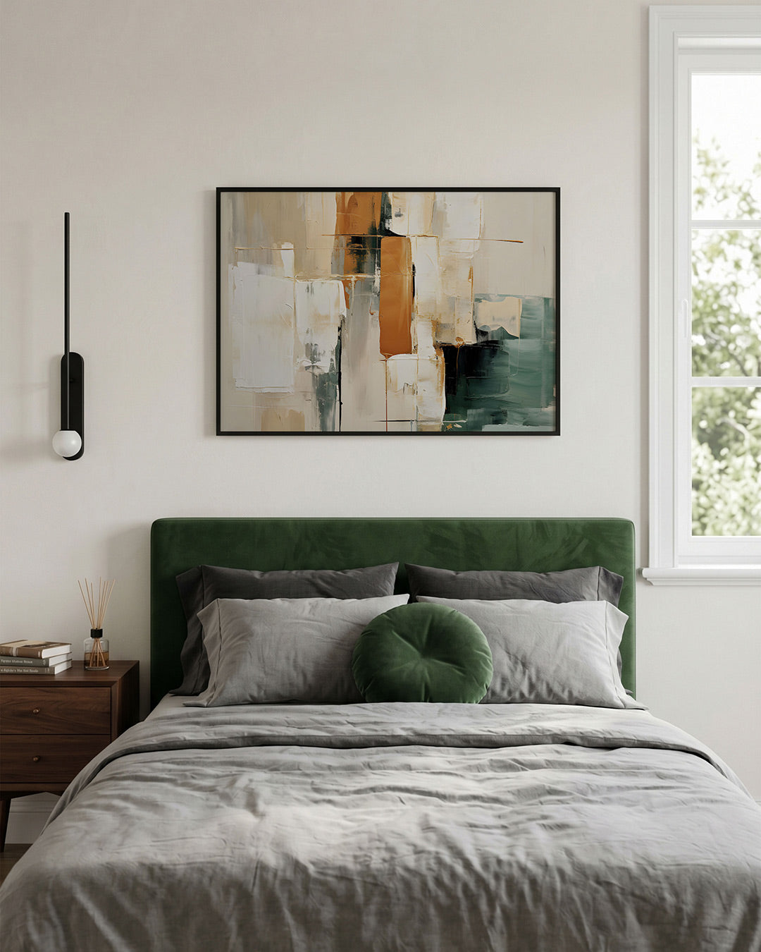 Abstracte beige en groene Poster