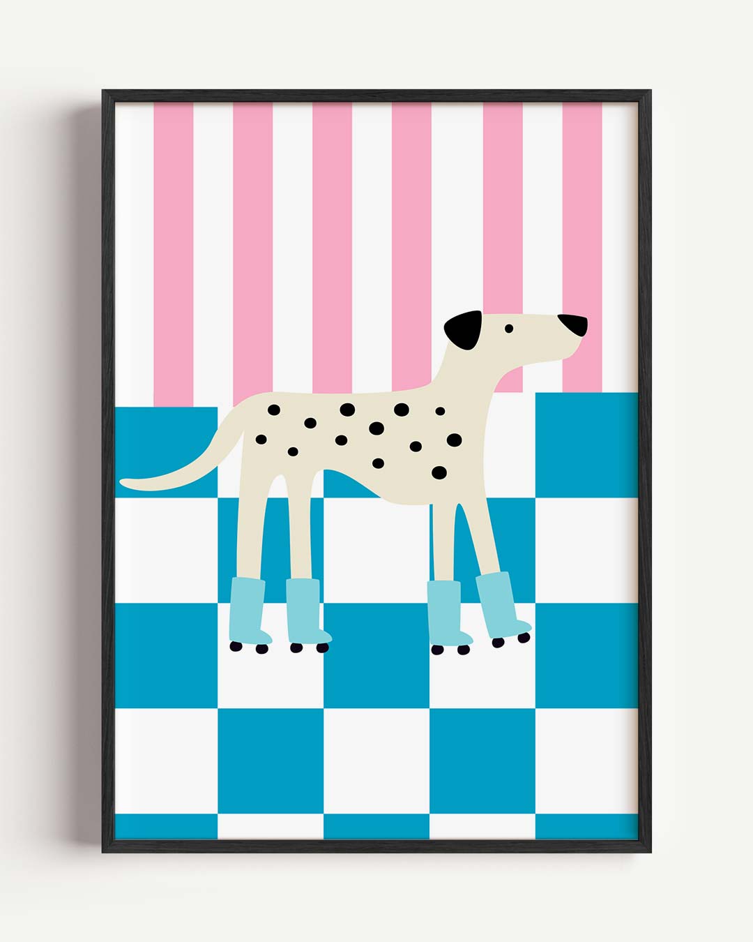 Speelse Hond op Rolschaatsen Poster-WallArtistic