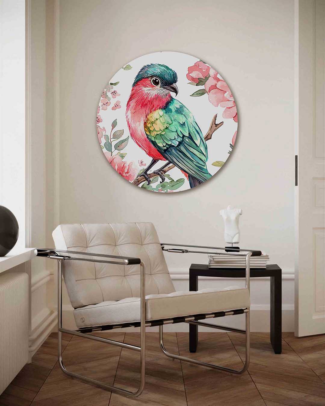 Vogel en bloemen Muurcirkel