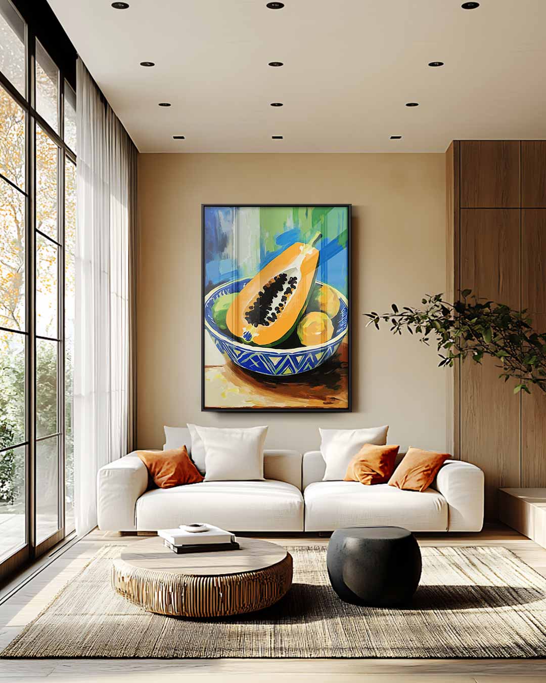 Tropische Vruchten in Kom Kunstwerk-canvas-dibond-plexiglas-wanddecoratie-WallArtistic
