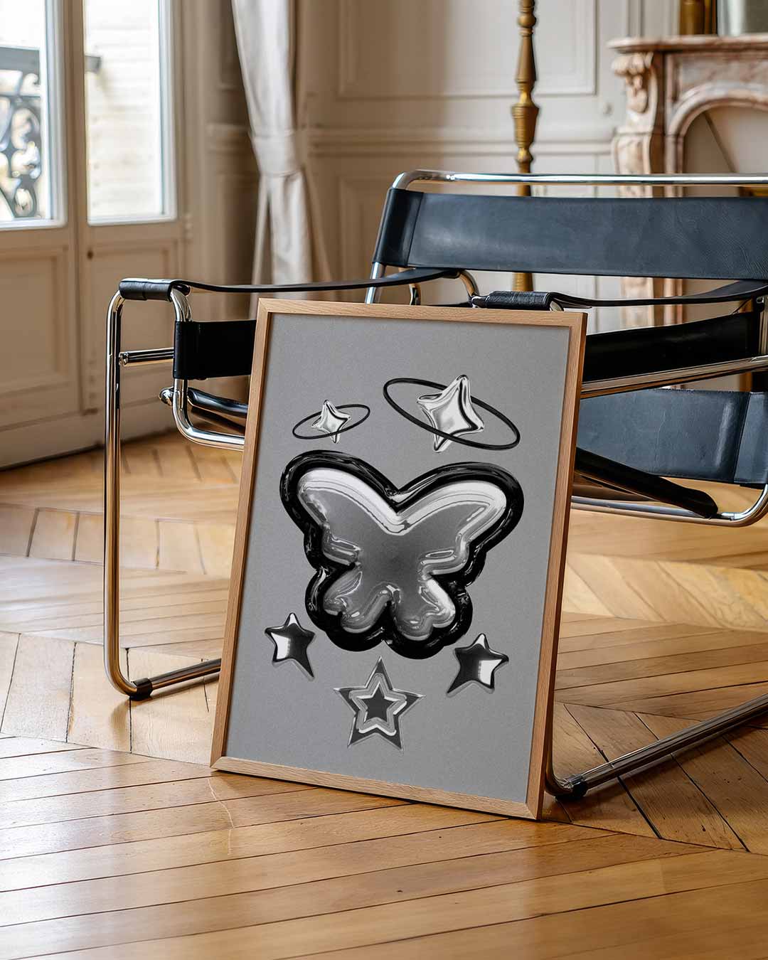 Stijlvolle Vlinder en Sterren Poster-WallArtistic