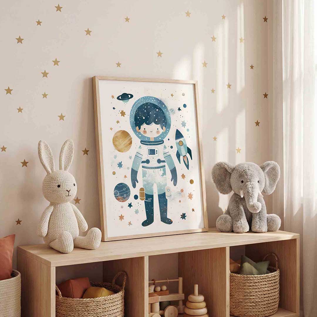 Astronaut en raket Poster