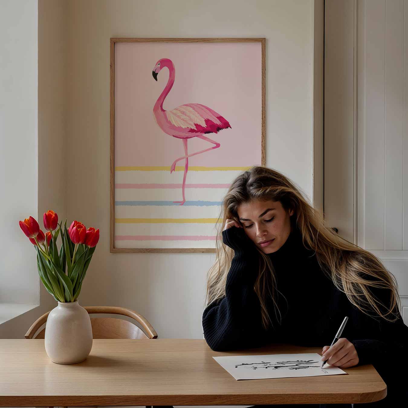 Flamingo Elegantie Poster-WallArtistic