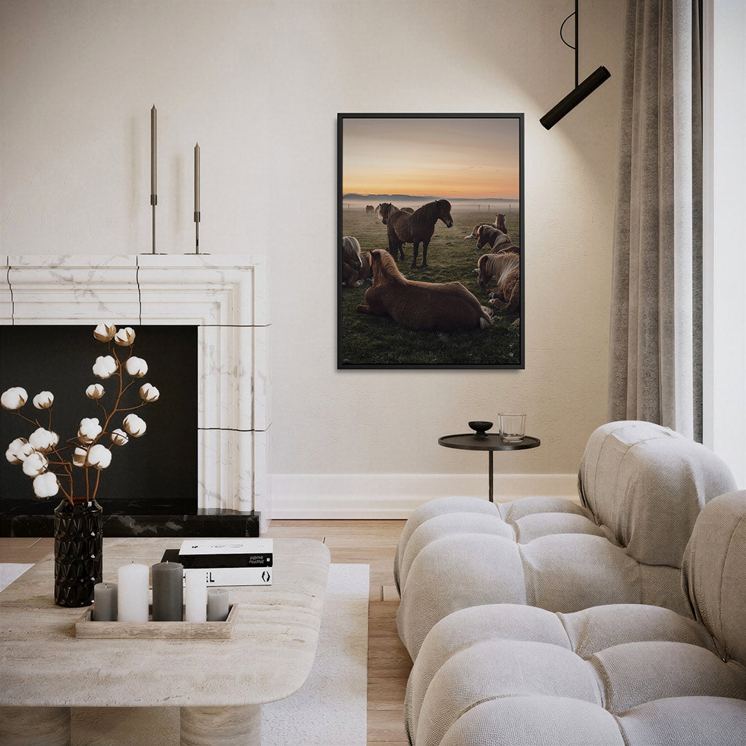 Rustige paardenweide Kunstwerk