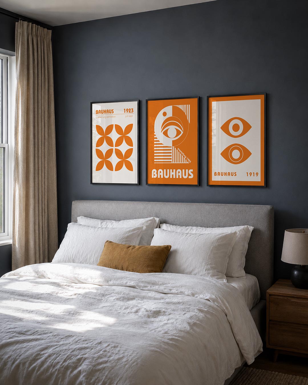 Oranje bloemvormen Posterset