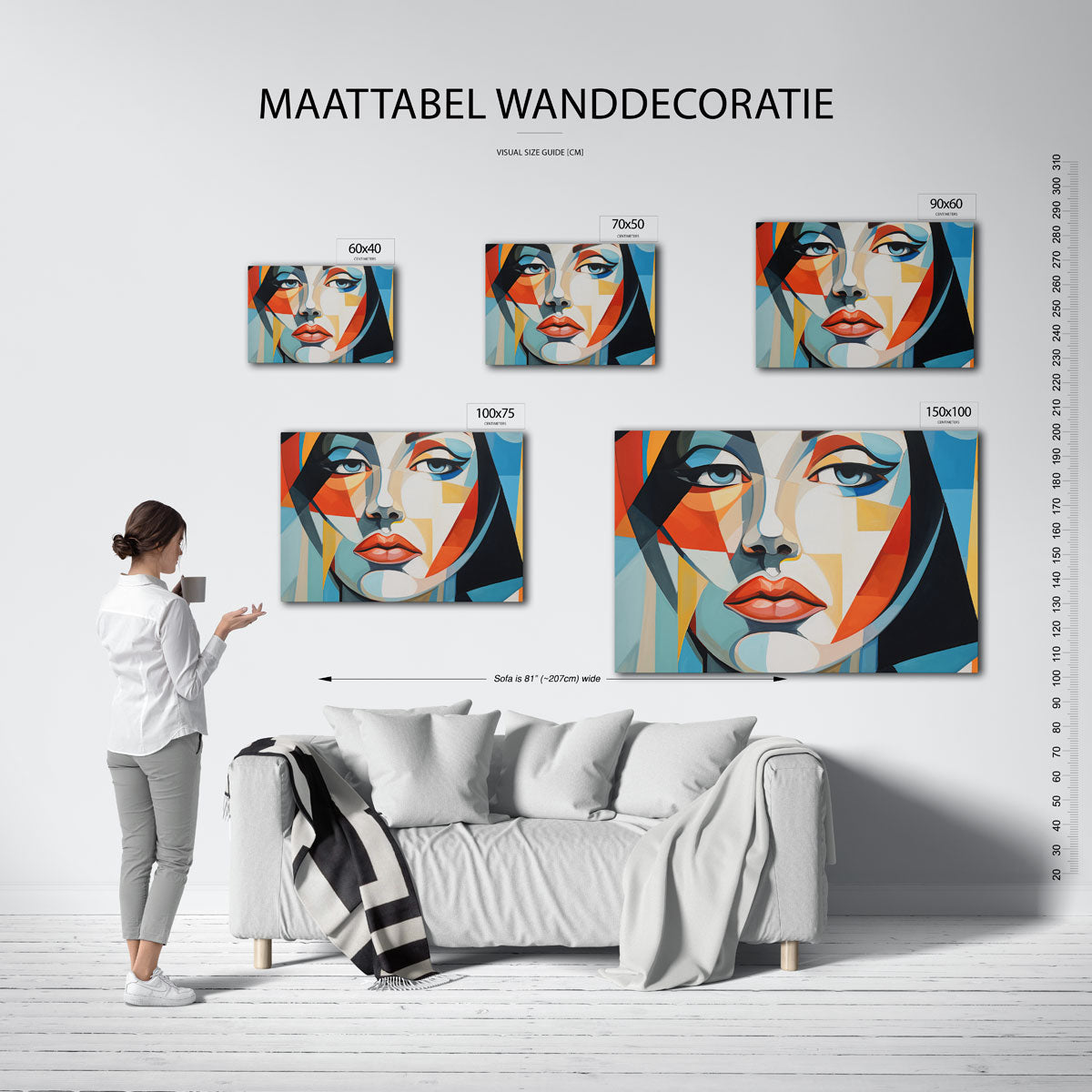 Geometrisch portret Kunstwerk