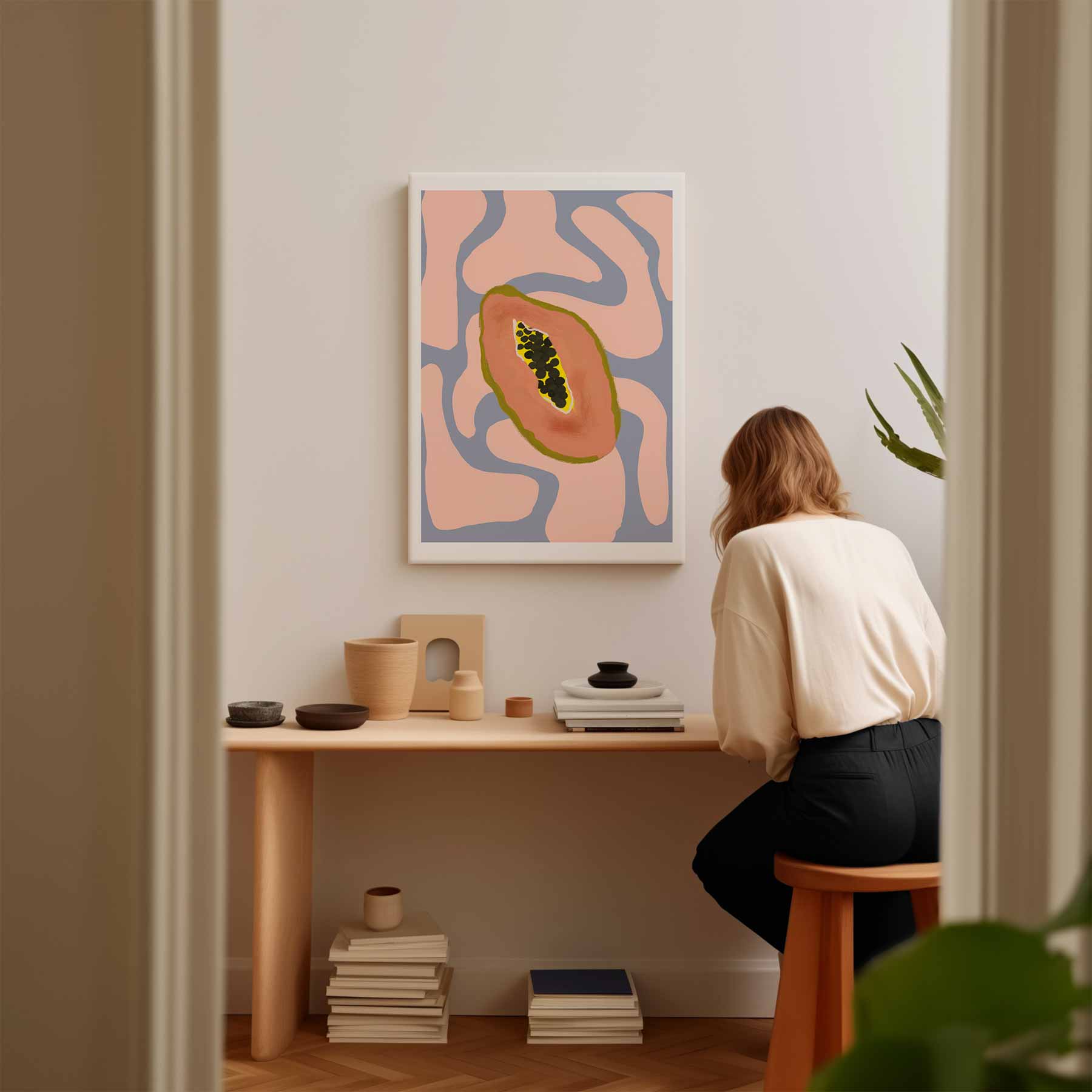 Kleurrijke Papaya Droom Kunstwerk-canvas-dibond-plexiglas-wanddecoratie-WallArtistic