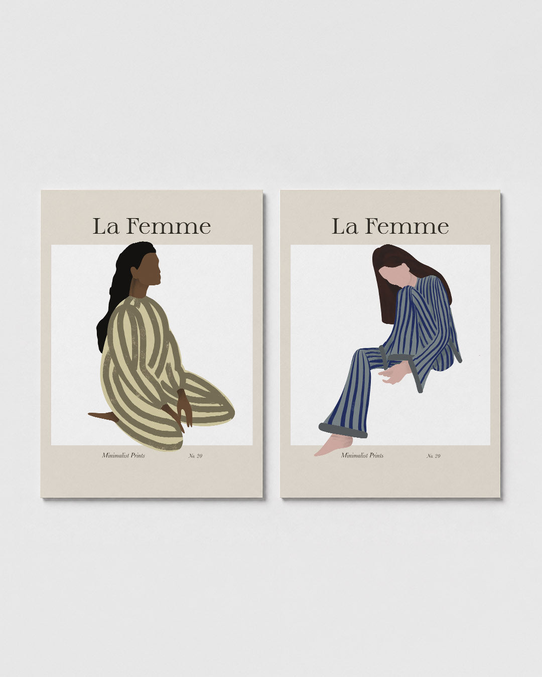 Gestreepte vrouwenzit Posterset