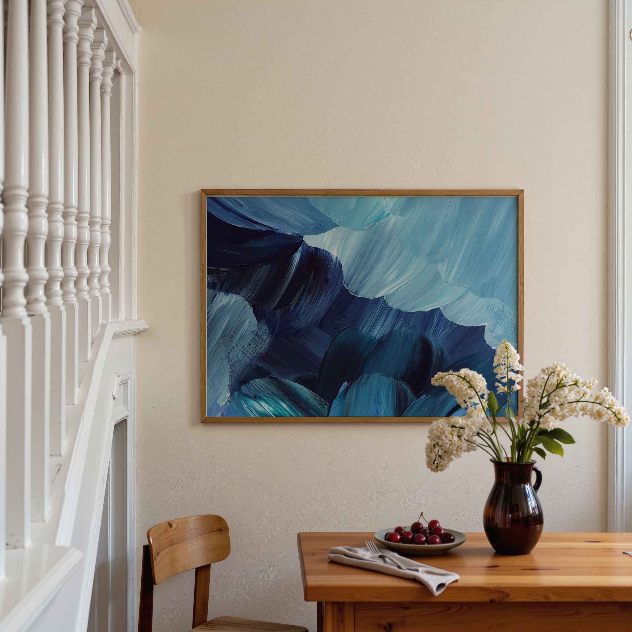 Abstracte blauwe vormen Poster
