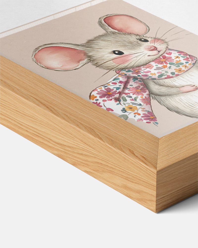 Schattige Muis Met Bloemensjaal Poster-WallArtistic