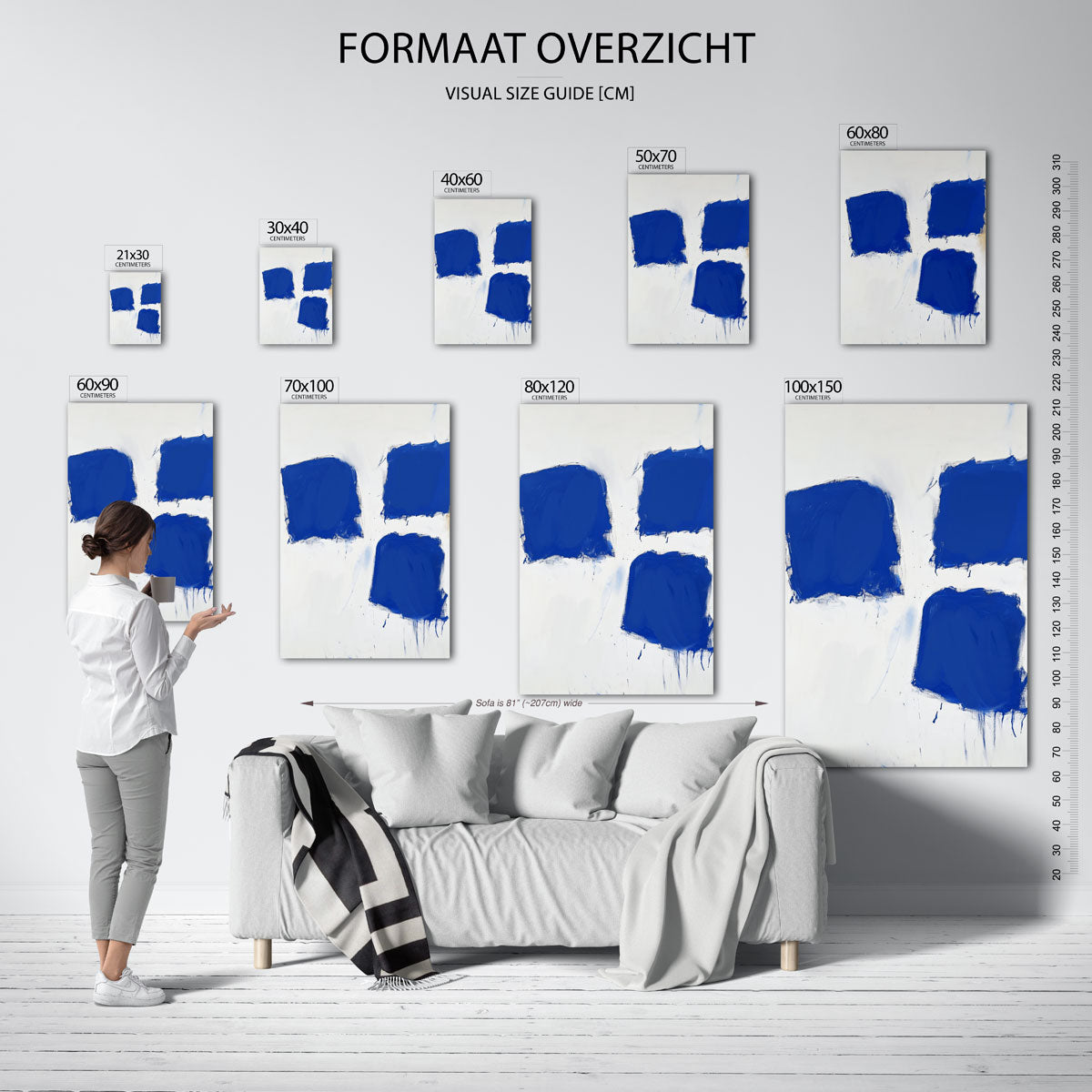Blauwe vlakken Poster