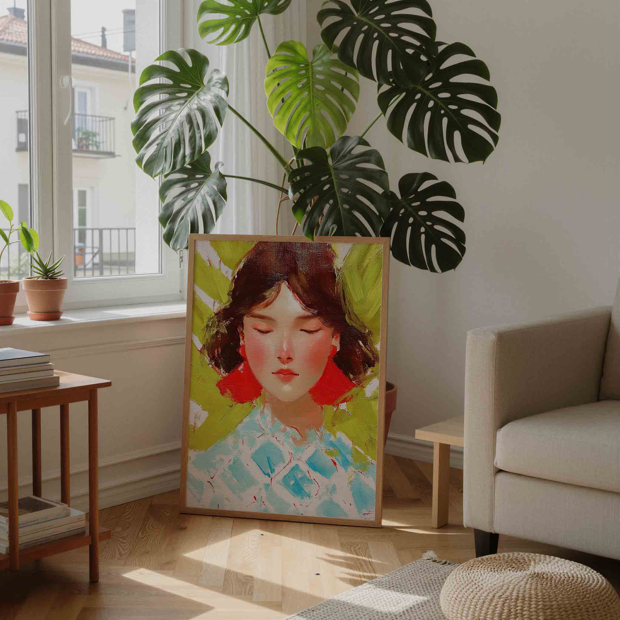 Vrouw met gesloten ogen Poster