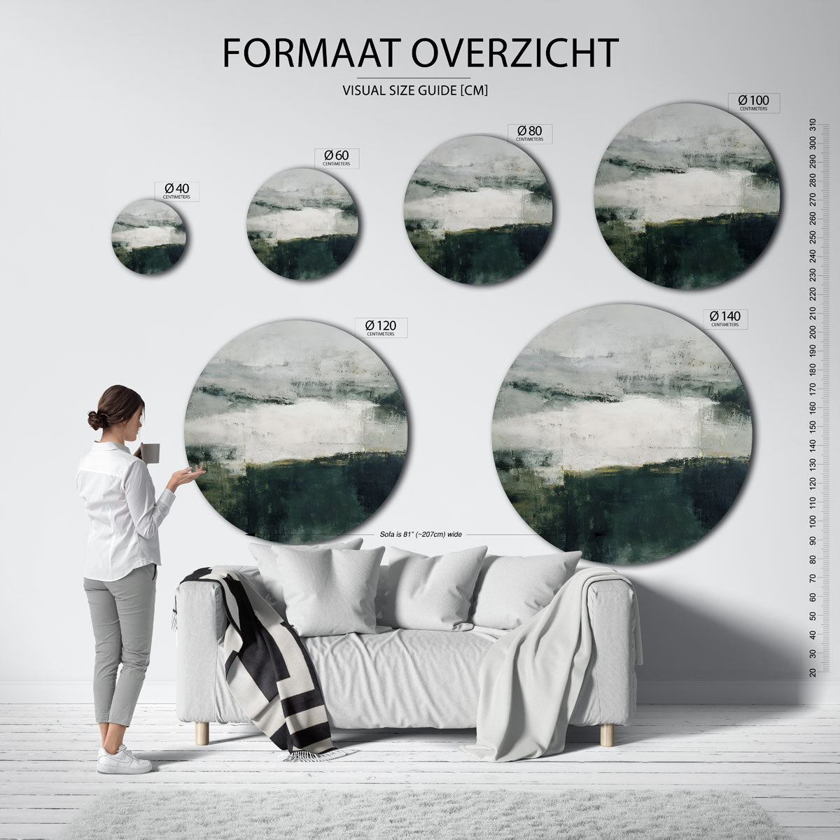 Abstracte landschapsmuurcirkel Muurcirkel