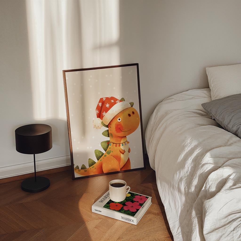 Kerst Dino Poster-WallArtistic