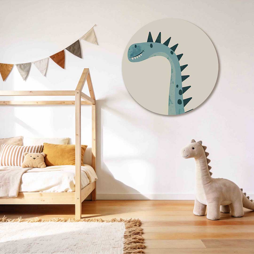 Blauwe dinosaurus Muurcirkel