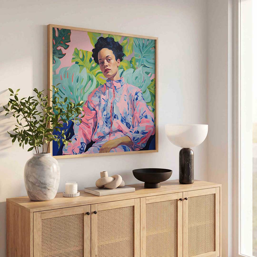 Portret met bladeren Poster