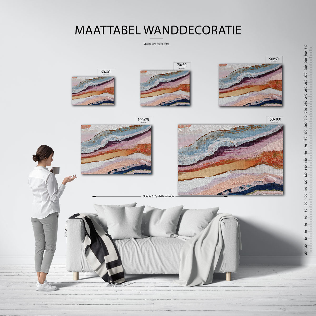 Gelaagde kleurencompositie Kunstwerk