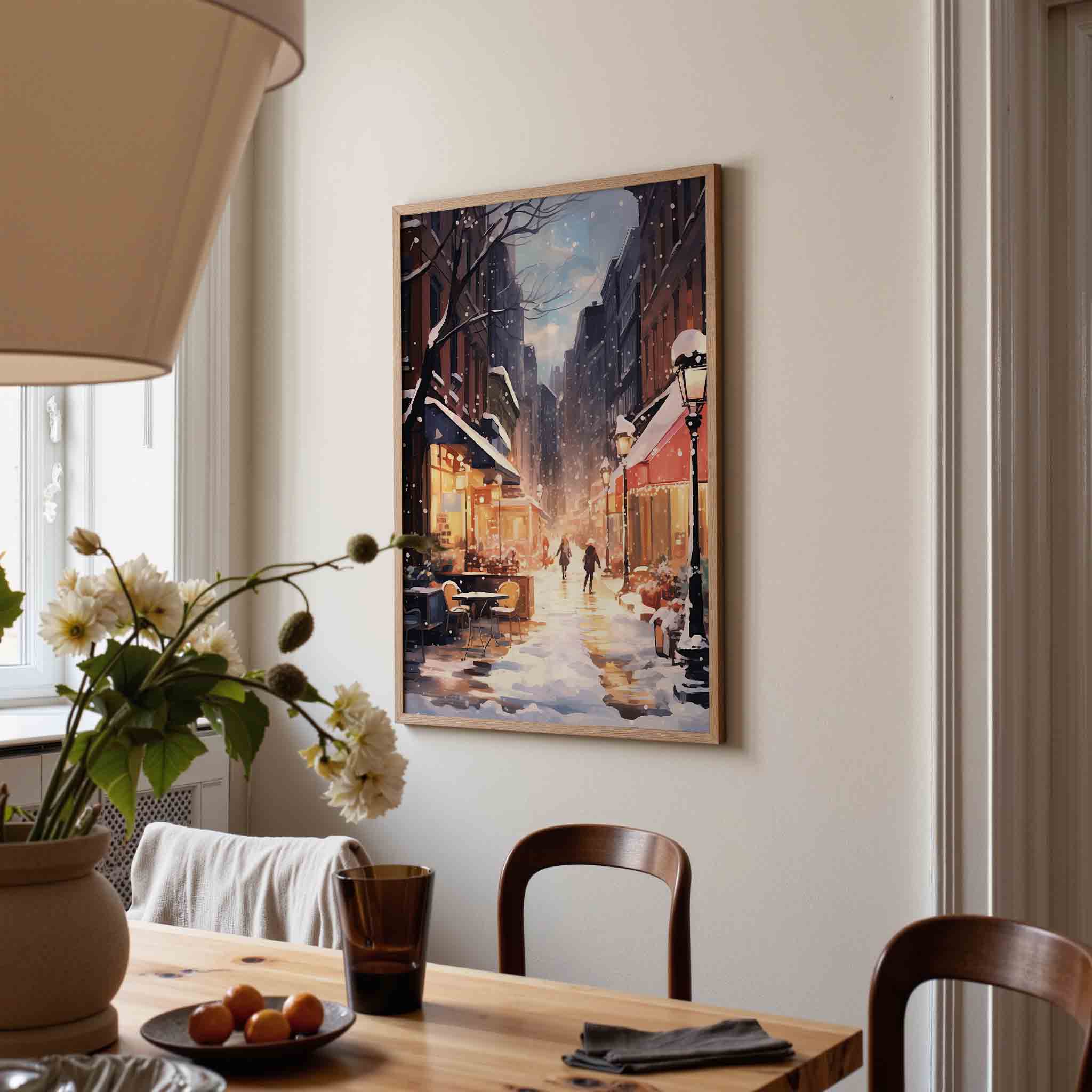 Winterse straat Poster