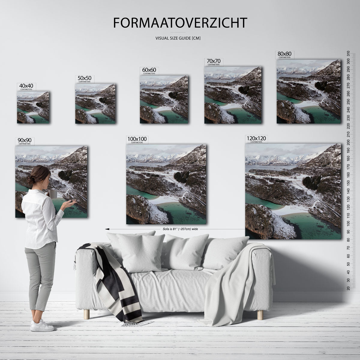 Berglandschap met sneeuw Kunstwerk