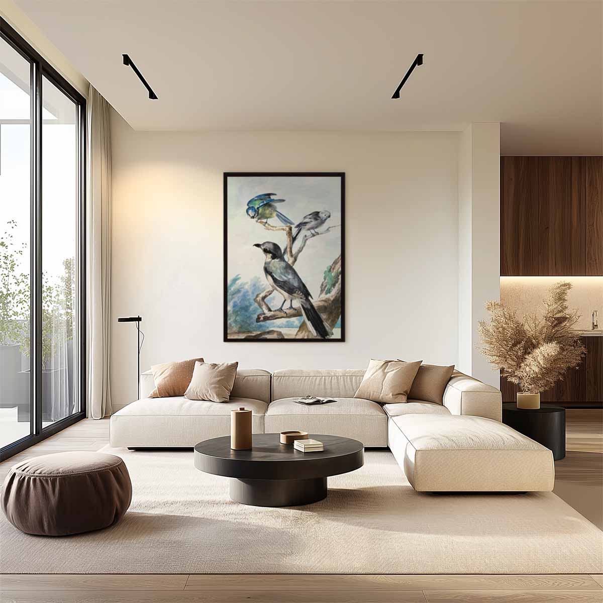 Vogels op een Tak Kunstwerk-canvas-dibond-plexiglas-wanddecoratie-WallArtistic