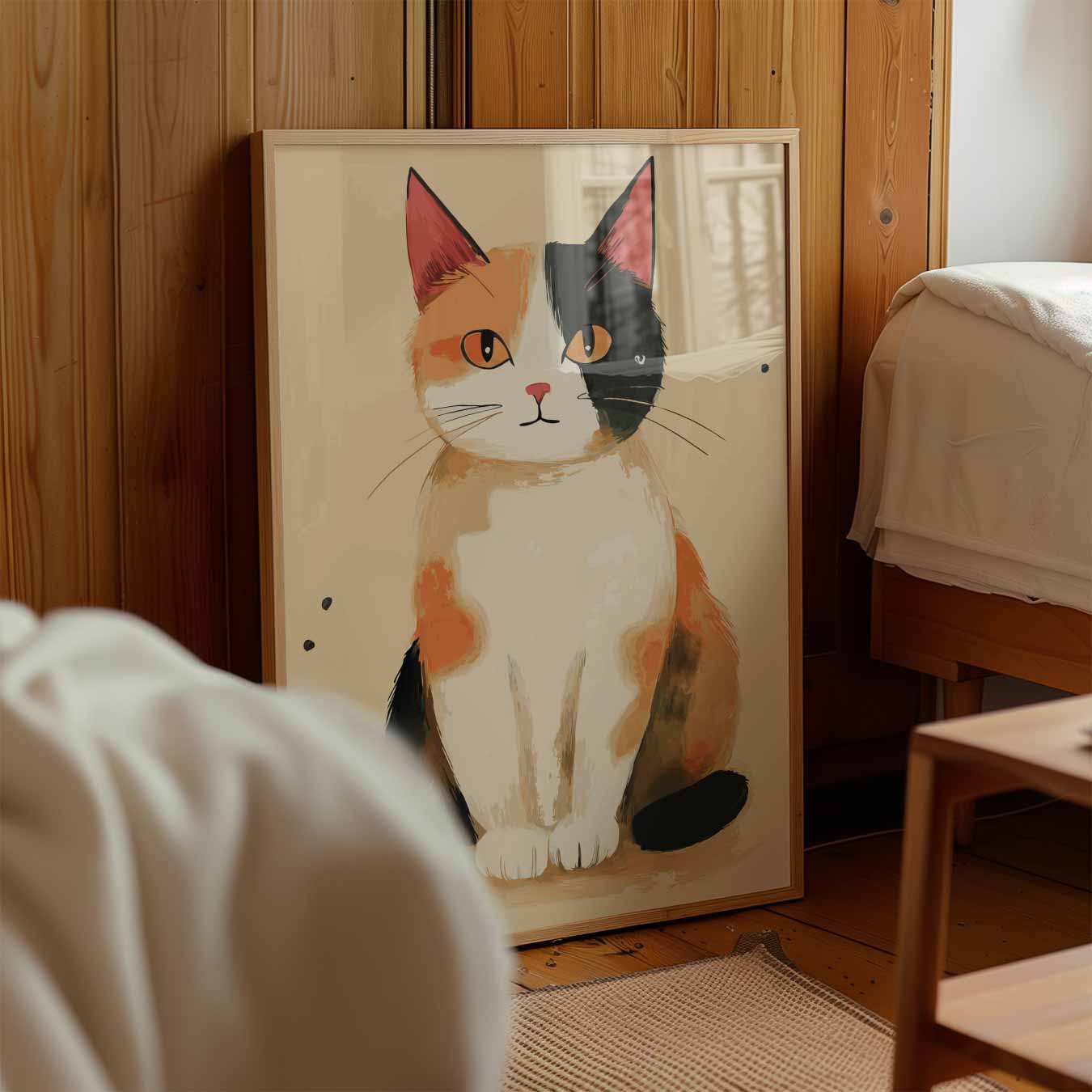 Schattige Calico Kat Poster-WallArtistic