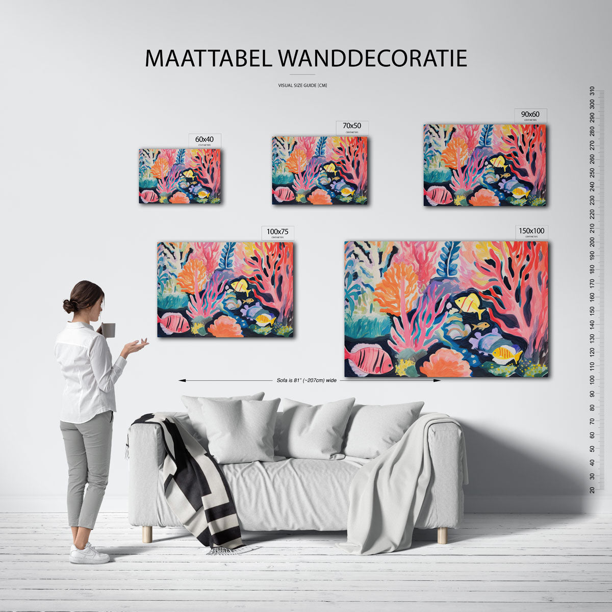 Kleurrijk onderwaterlandschap Kunstwerk