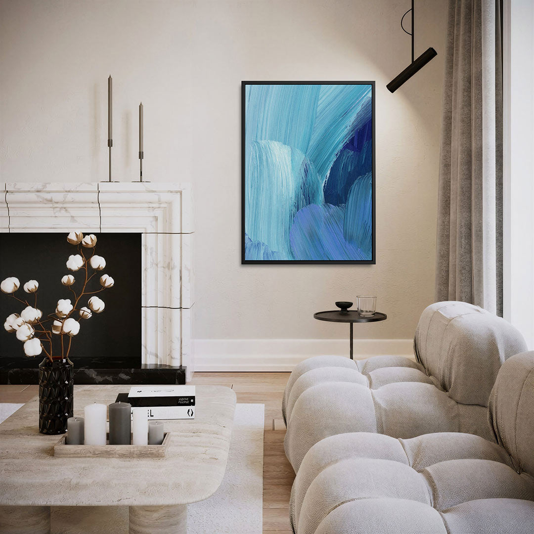 Dynamische blauwe strokes Kunstwerk