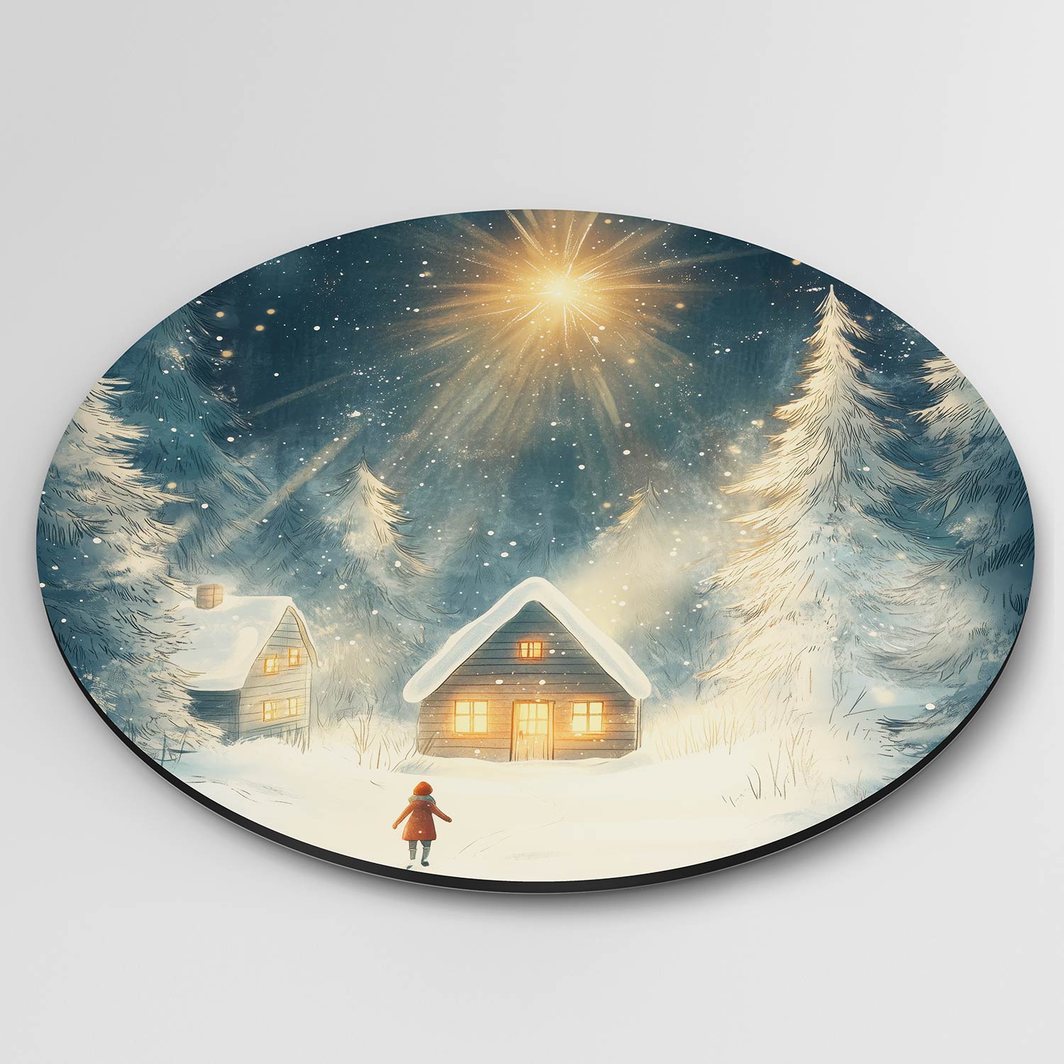 Winterlandschap met huisjes Muurcirkel