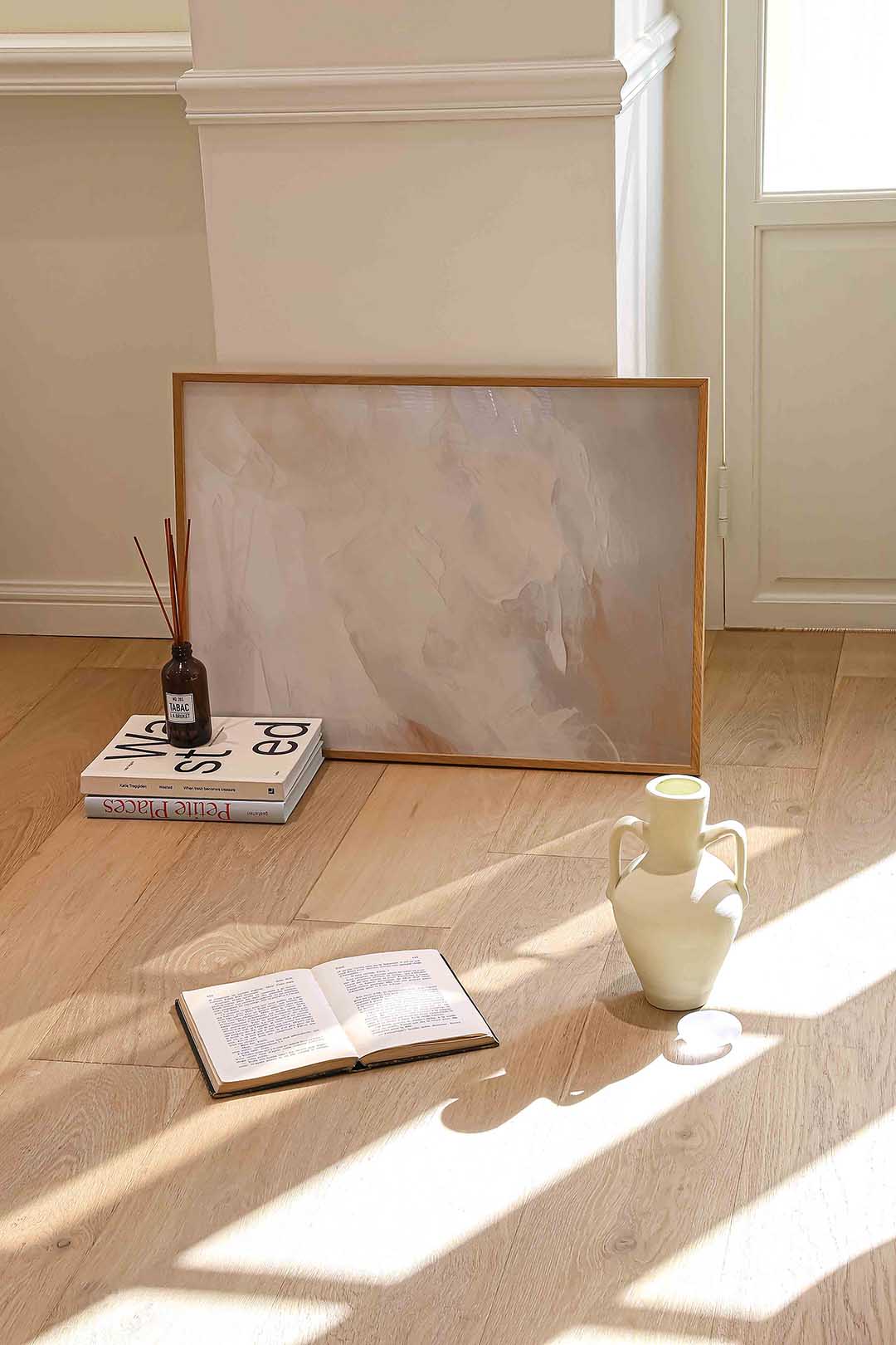Abstracte beige en witte Poster