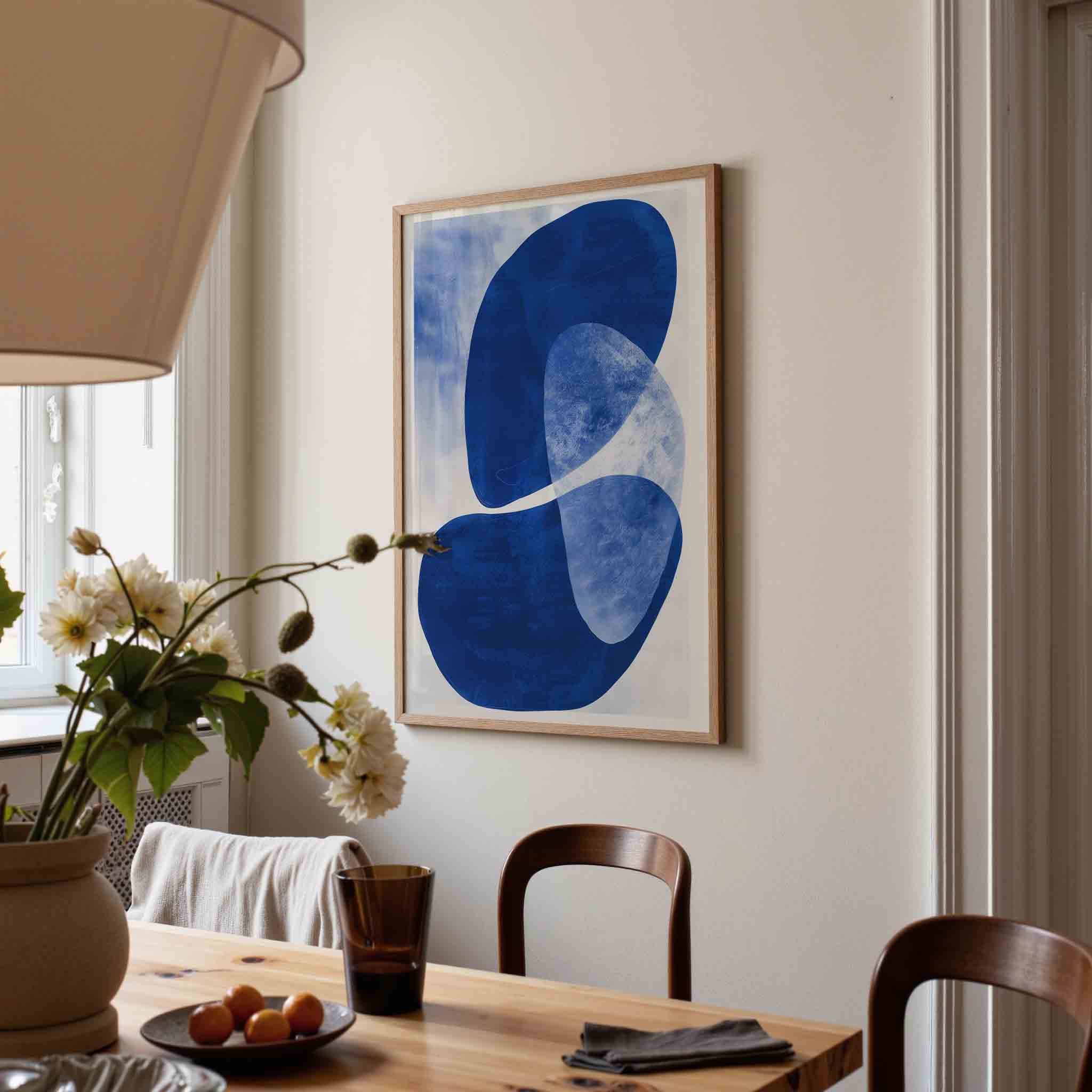 Abstracte blauwe vormen Poster