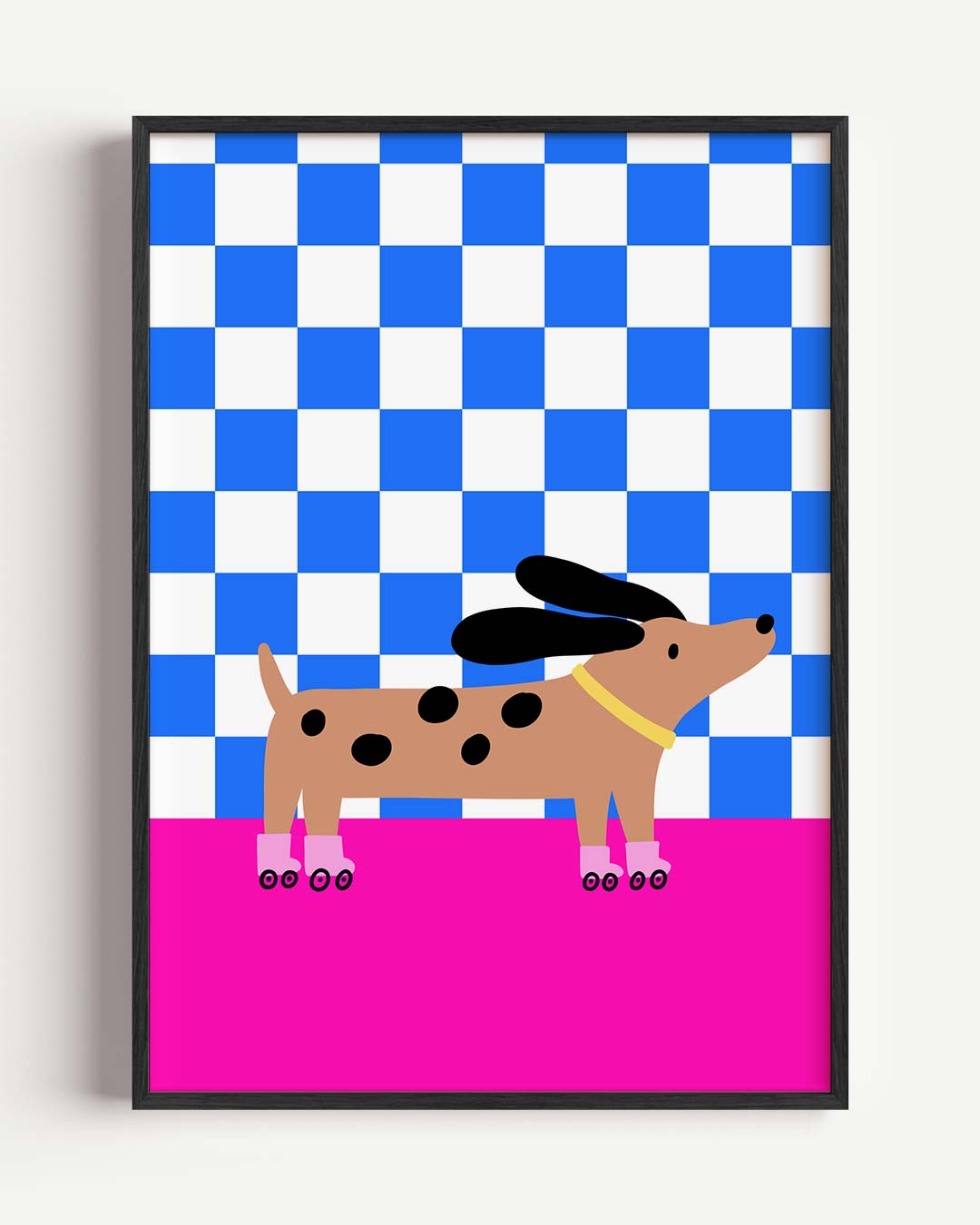 Trendy Dashond op Skates Poster-WallArtistic