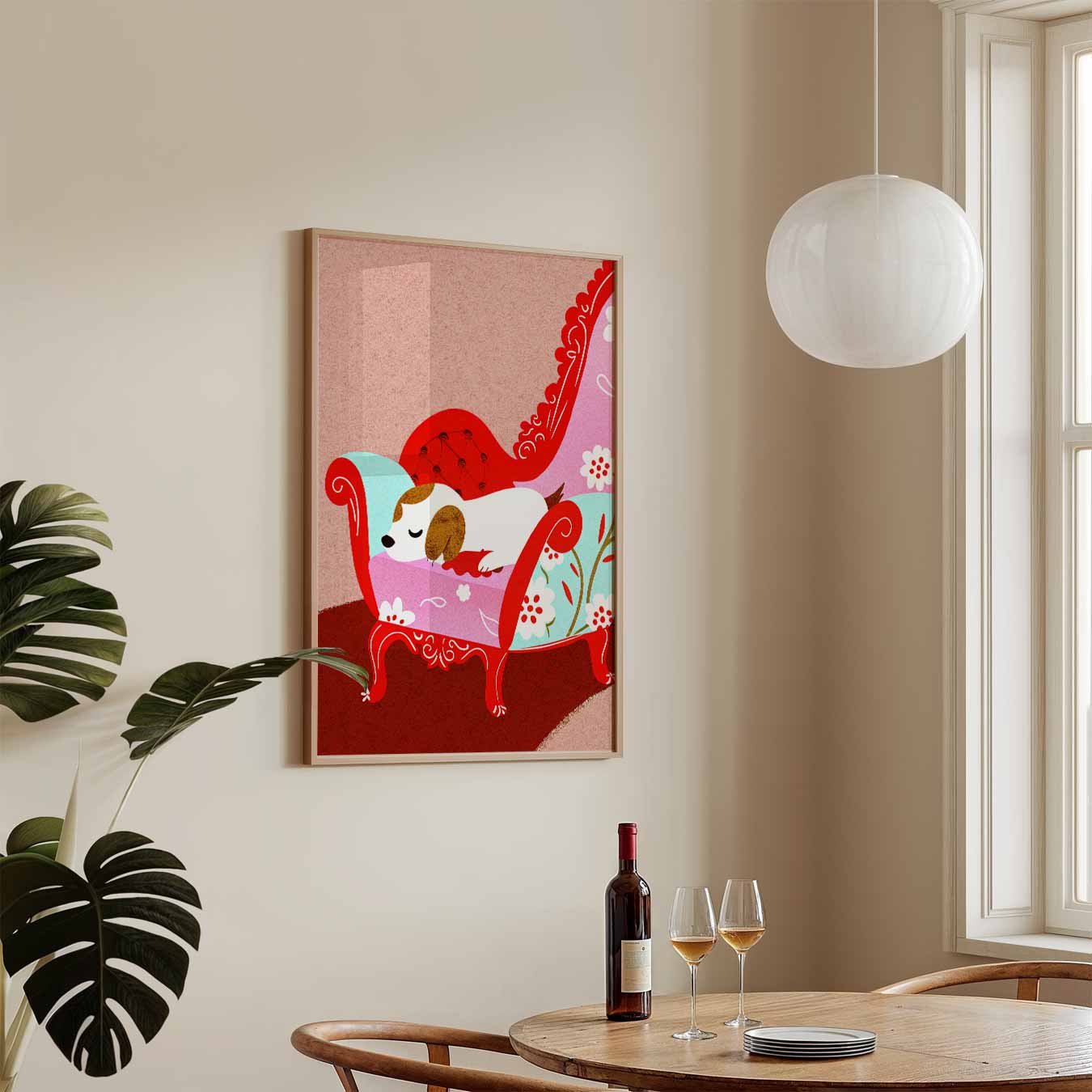 Slapende Poes op Chique Bankje Poster-WallArtistic