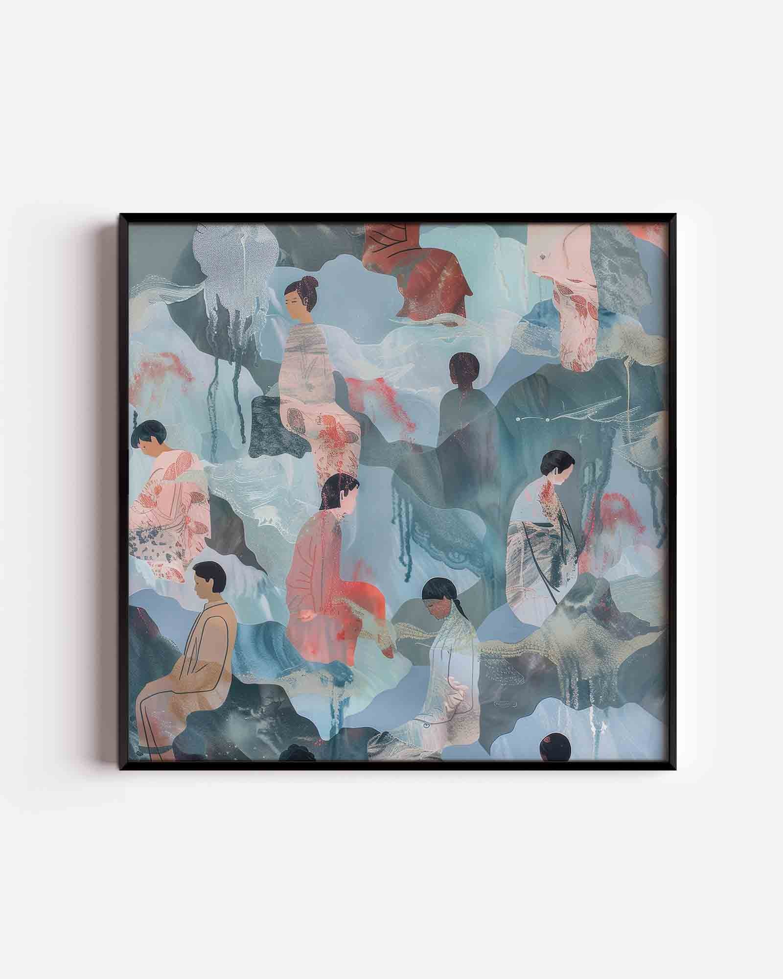 Zittende figuren Poster