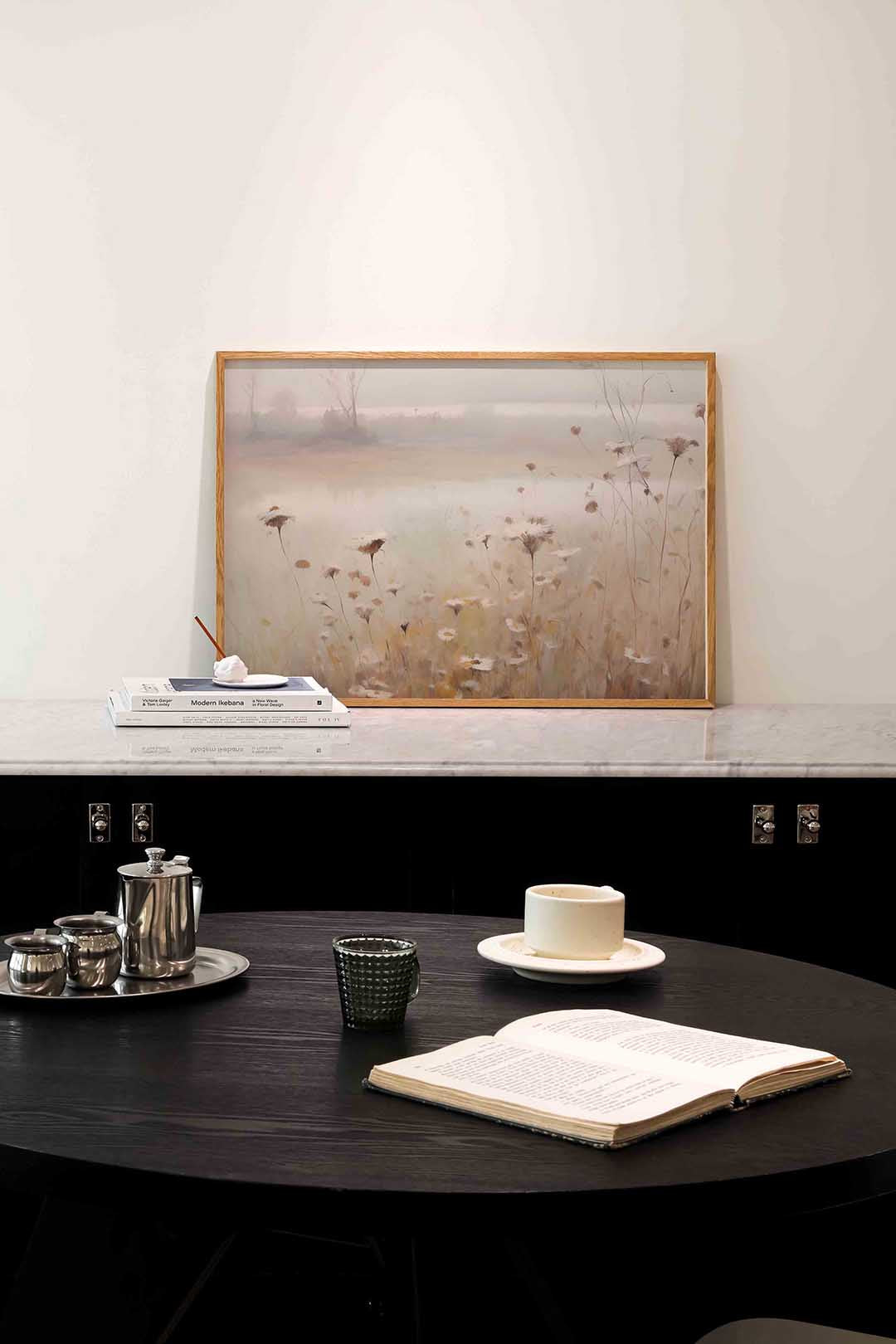 Bloemen in mist Poster