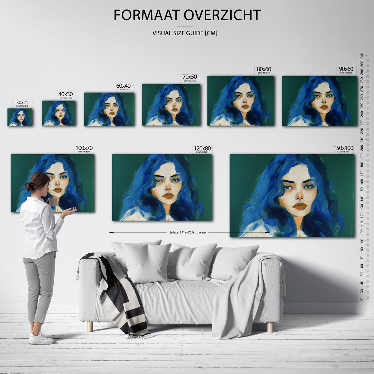Vrouw met blauwe haren Poster