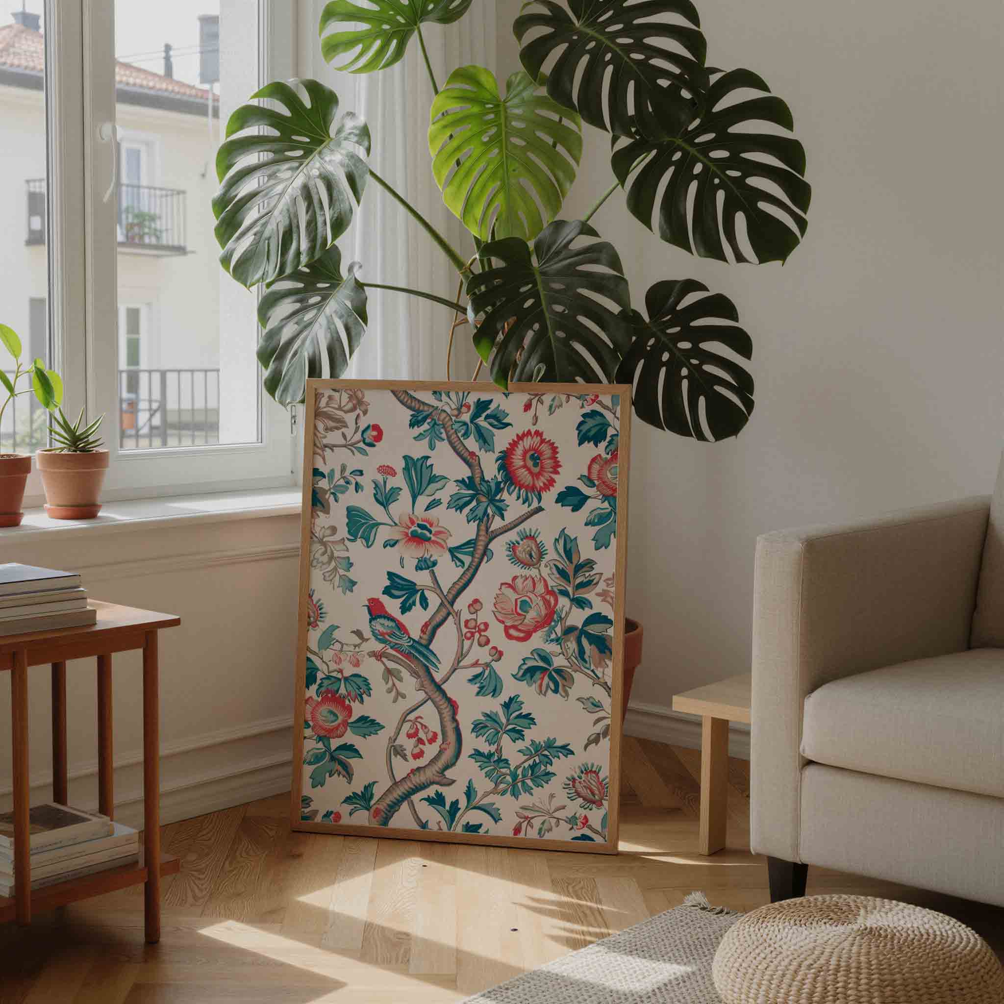 Vogel en bloemen Poster