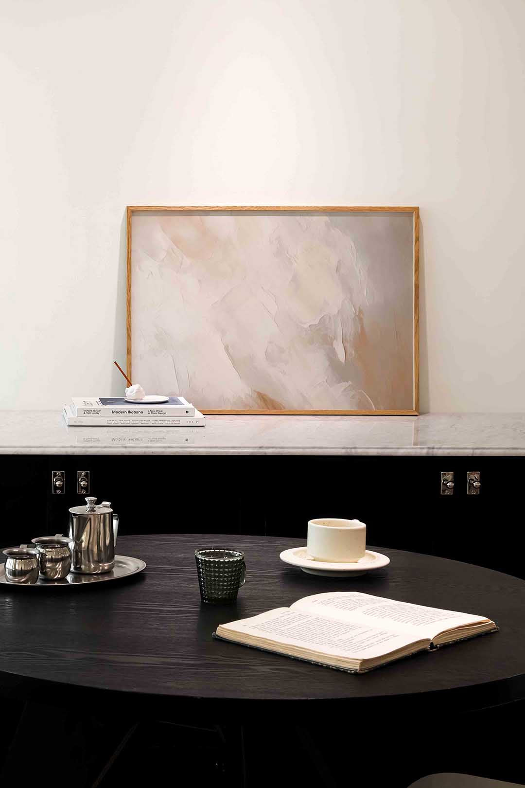 Abstracte beige en witte Poster