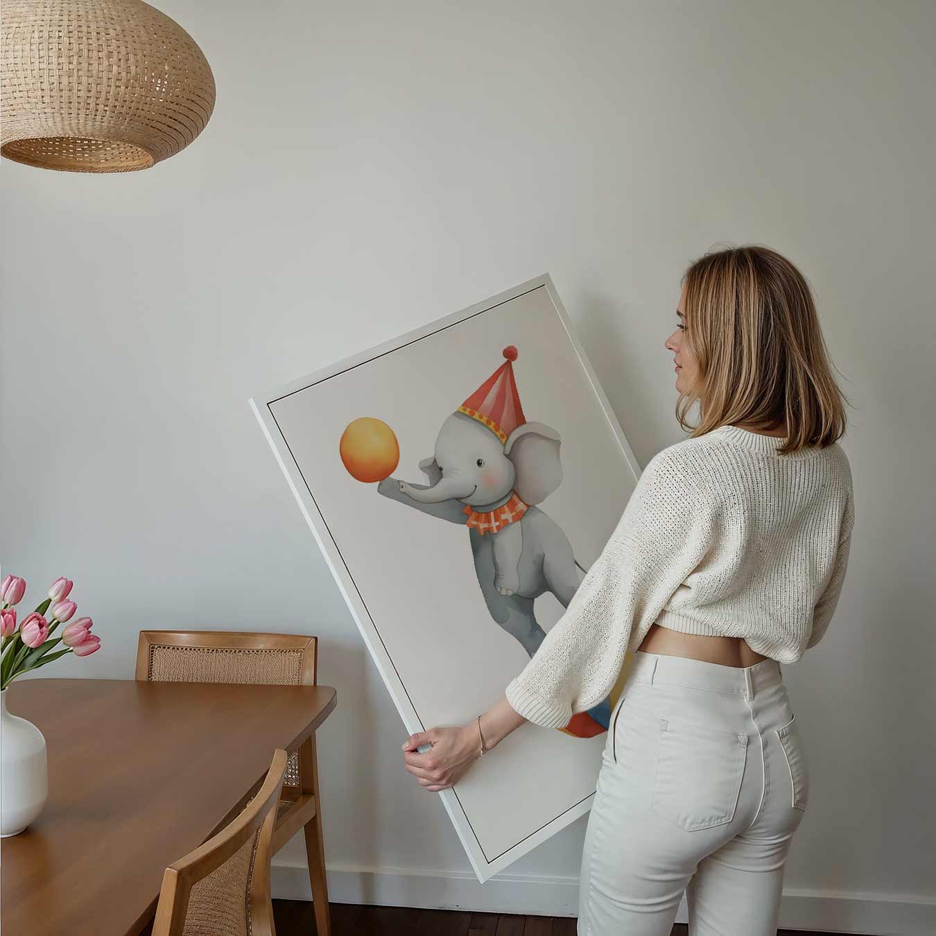 Schattige Olifant op Circusbal Poster-WallArtistic
