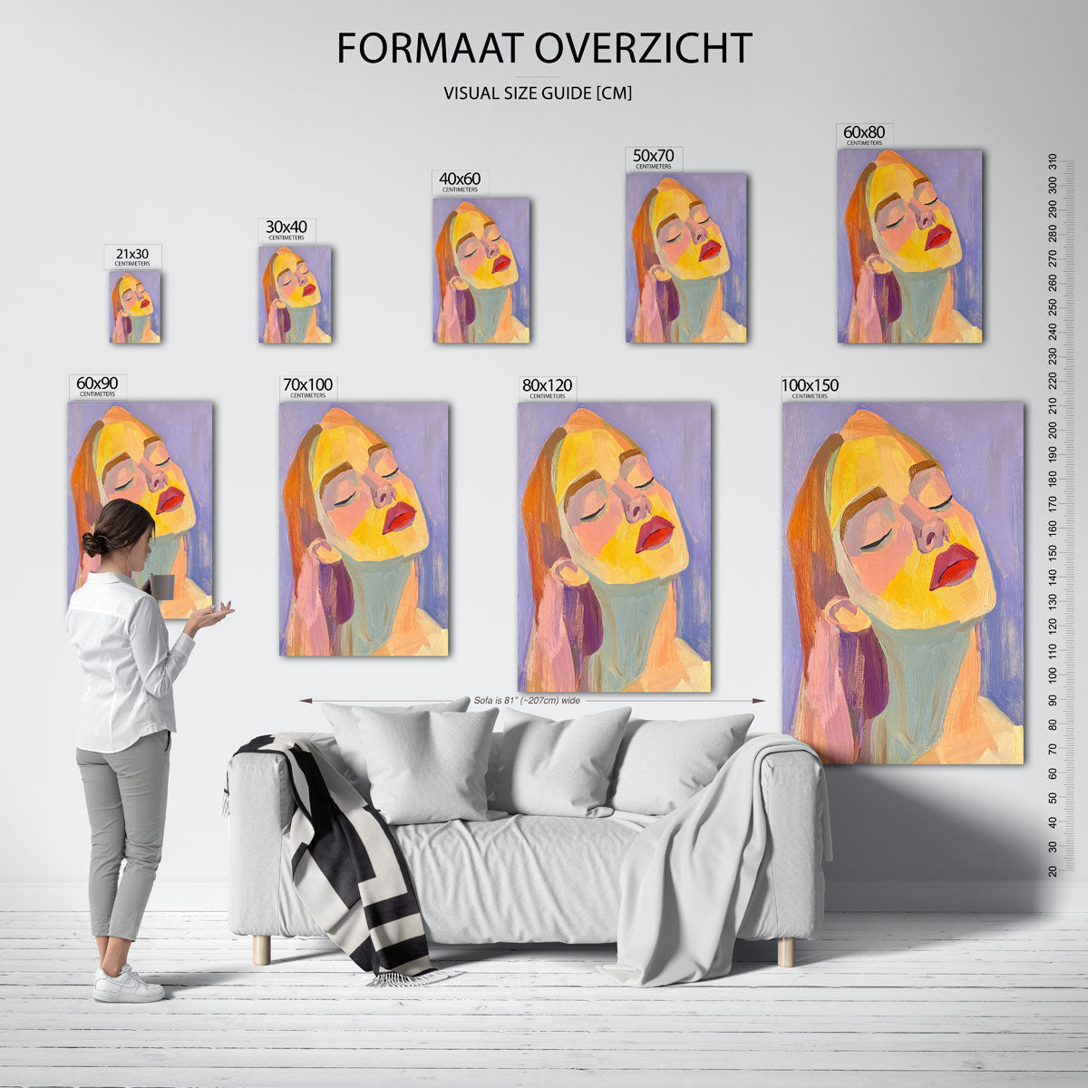 Vrouwelijk gezicht met gesloten ogen Poster
