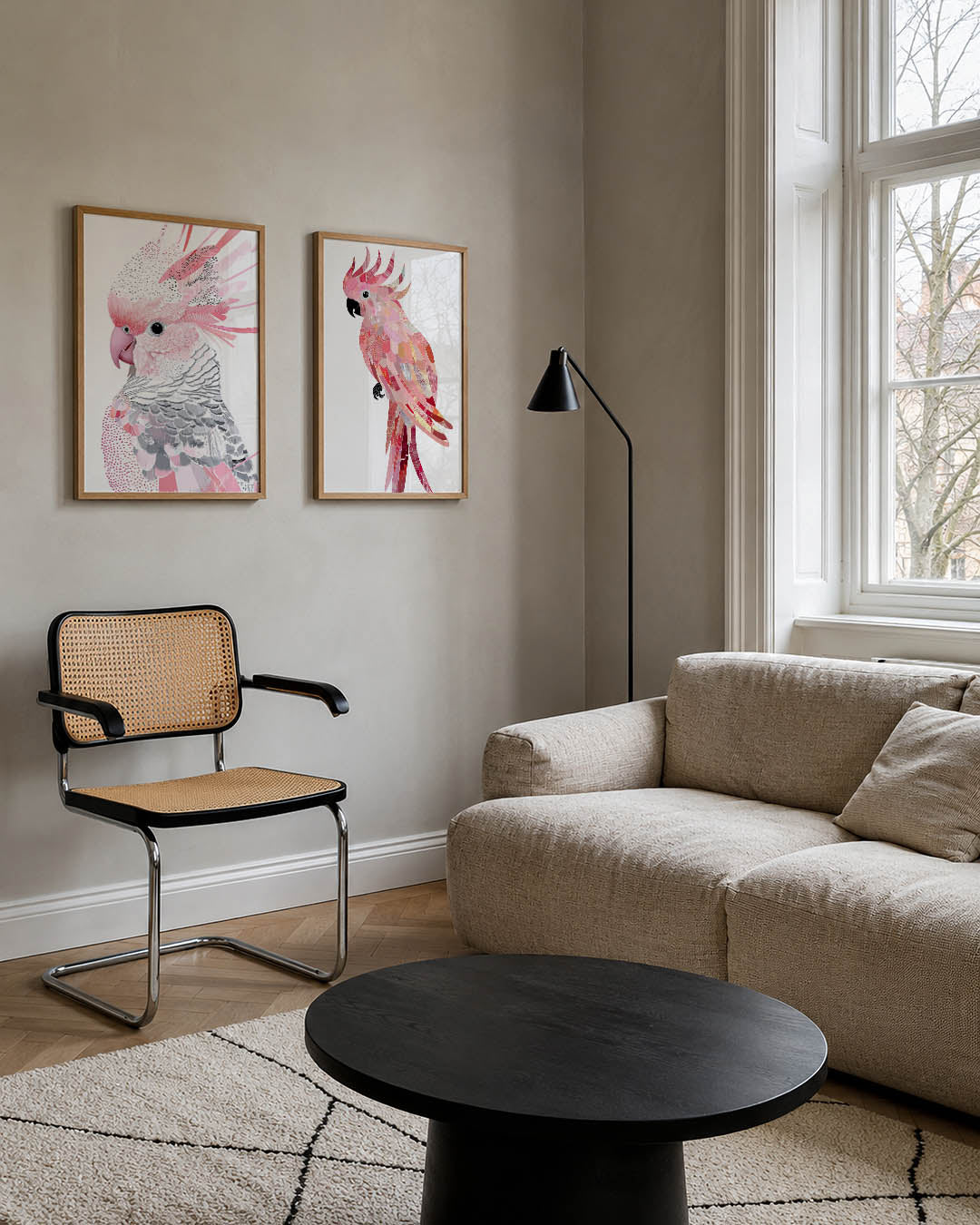 Vogel in roze Posterset