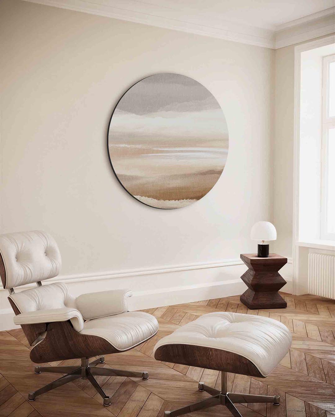 Landschap in beige Muurcirkel