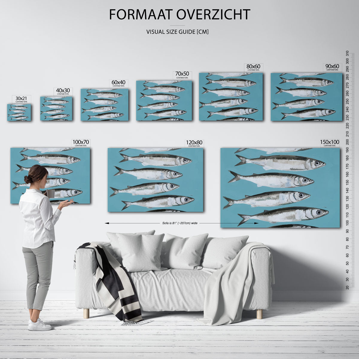 Vissen op blauwe achtergrond Poster