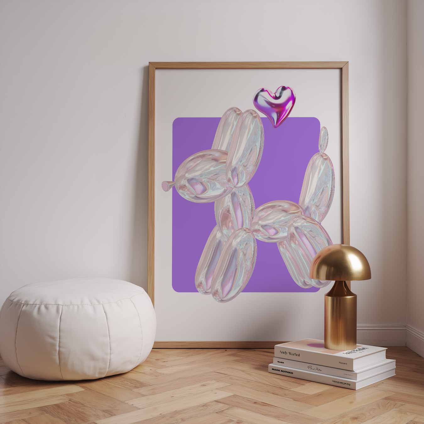 Speelse Ballonhond Poster met Hartje Poster-WallArtistic