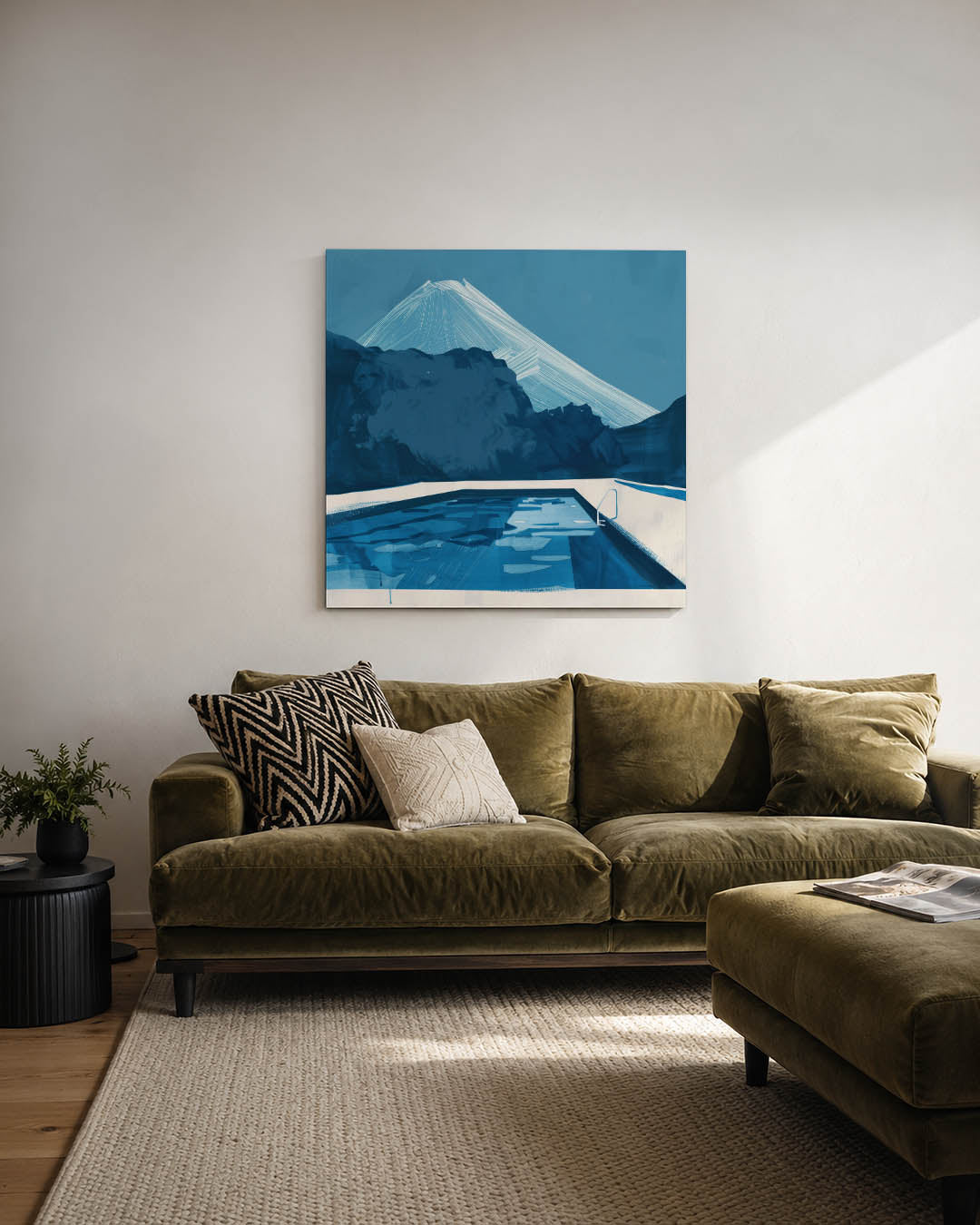 Blauwe berglandschap Kunstwerk