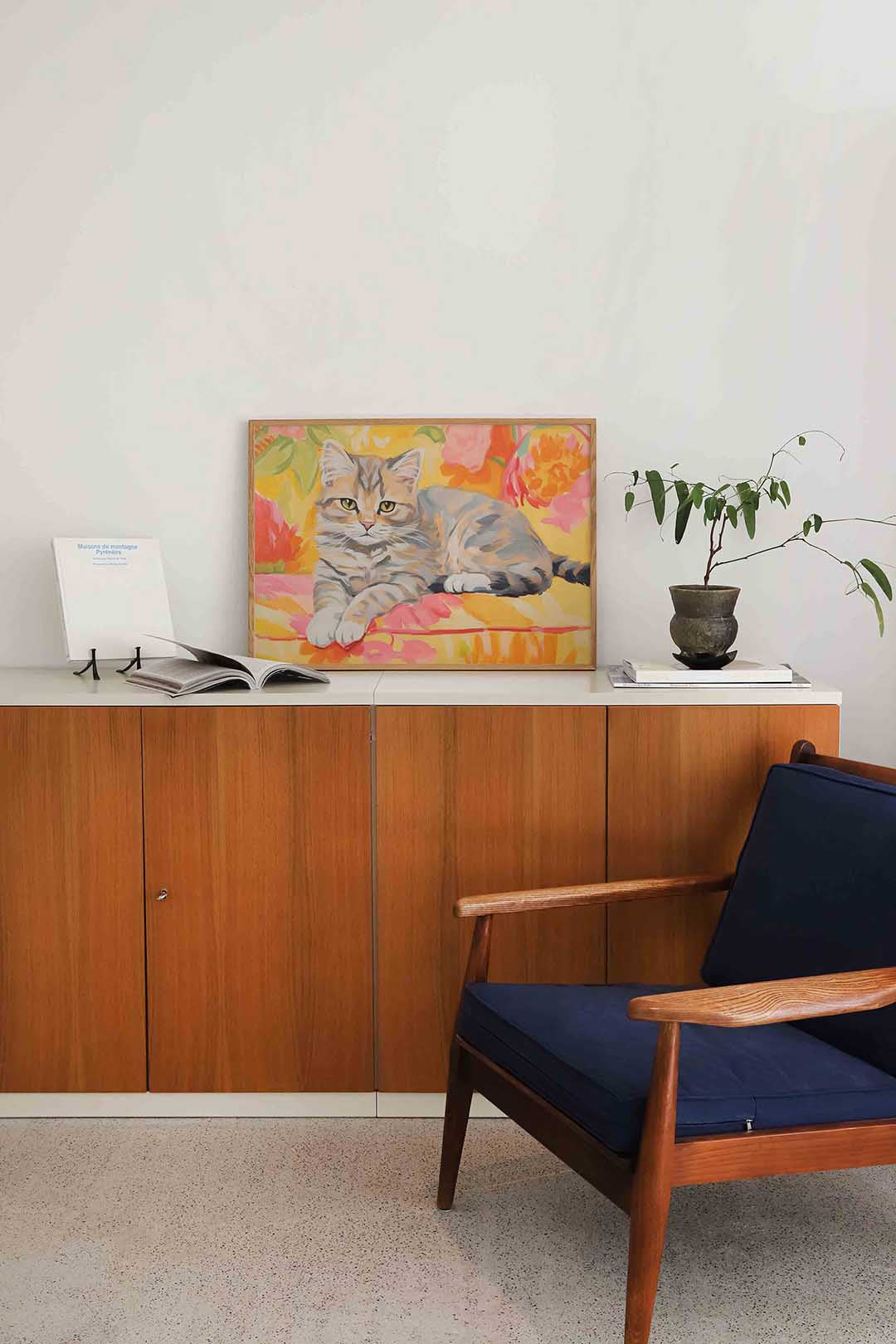 Kat met bloemen Poster