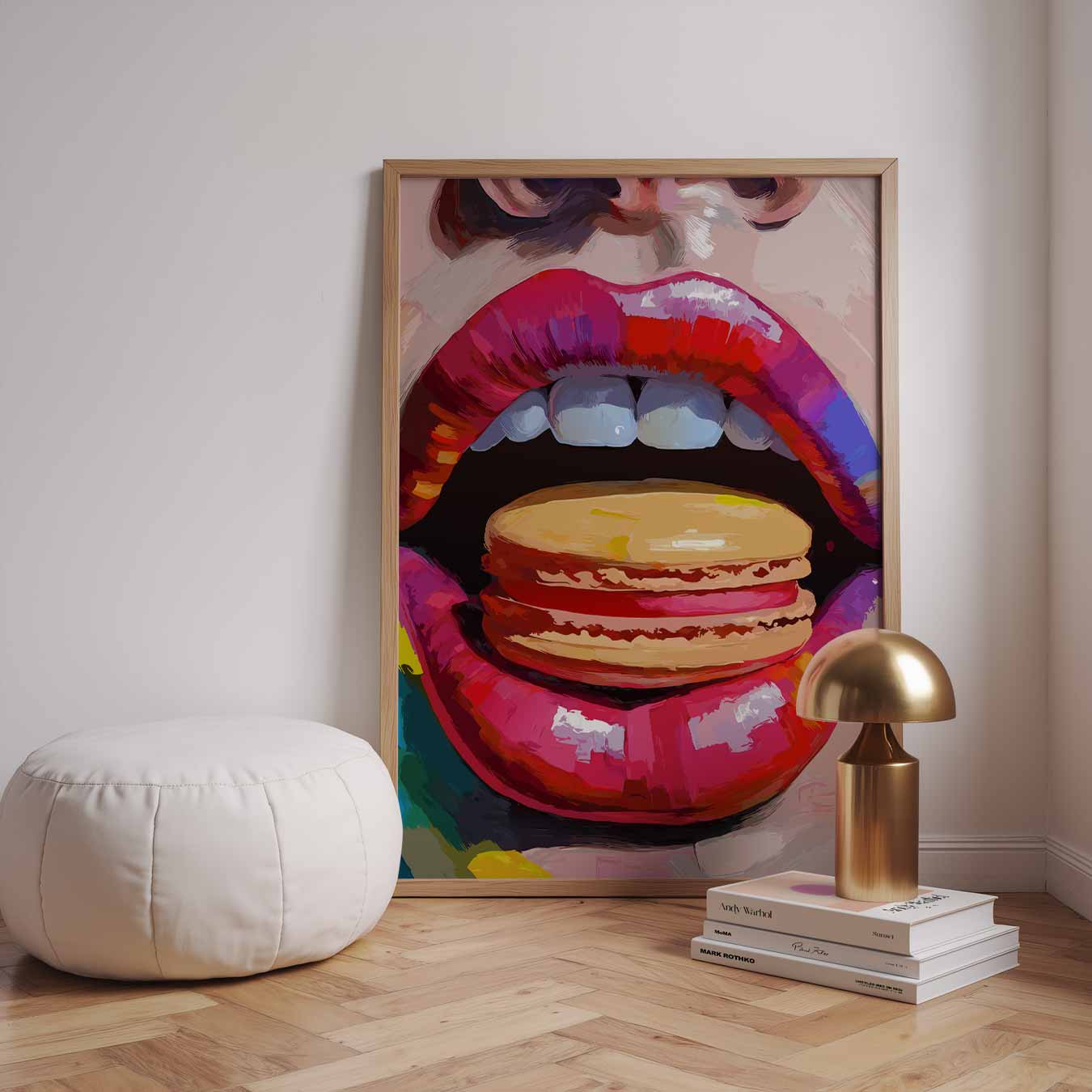 Kleurrijke Lippen Met Macaron Poster-WallArtistic