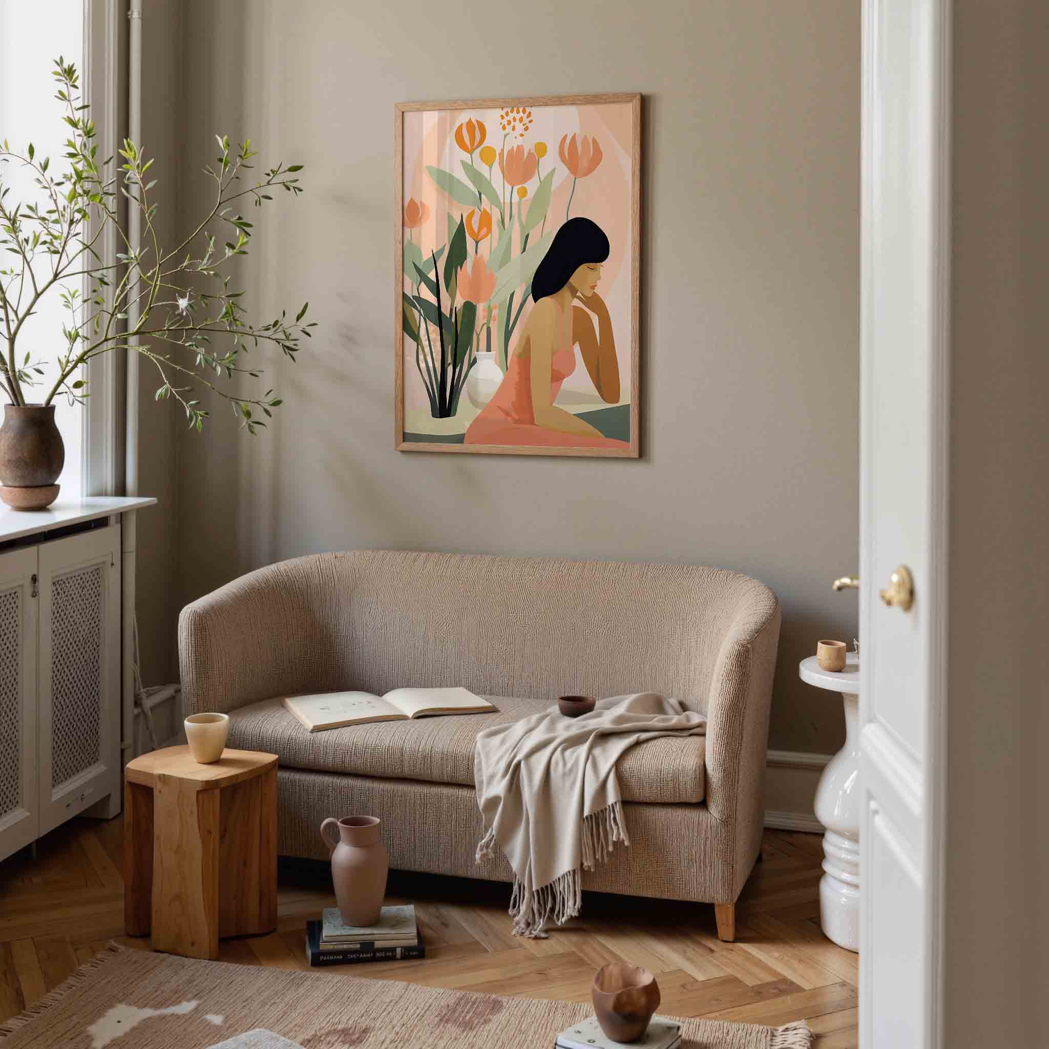 Vrouw met bloemen Poster