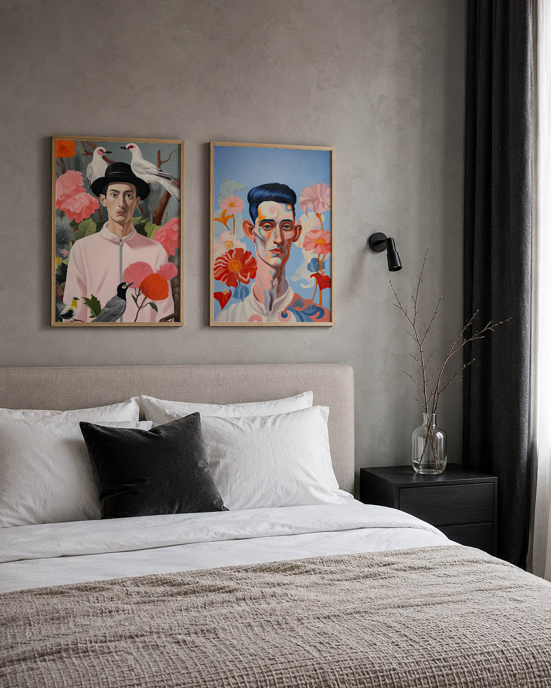 Vogels en bloemen Posterset