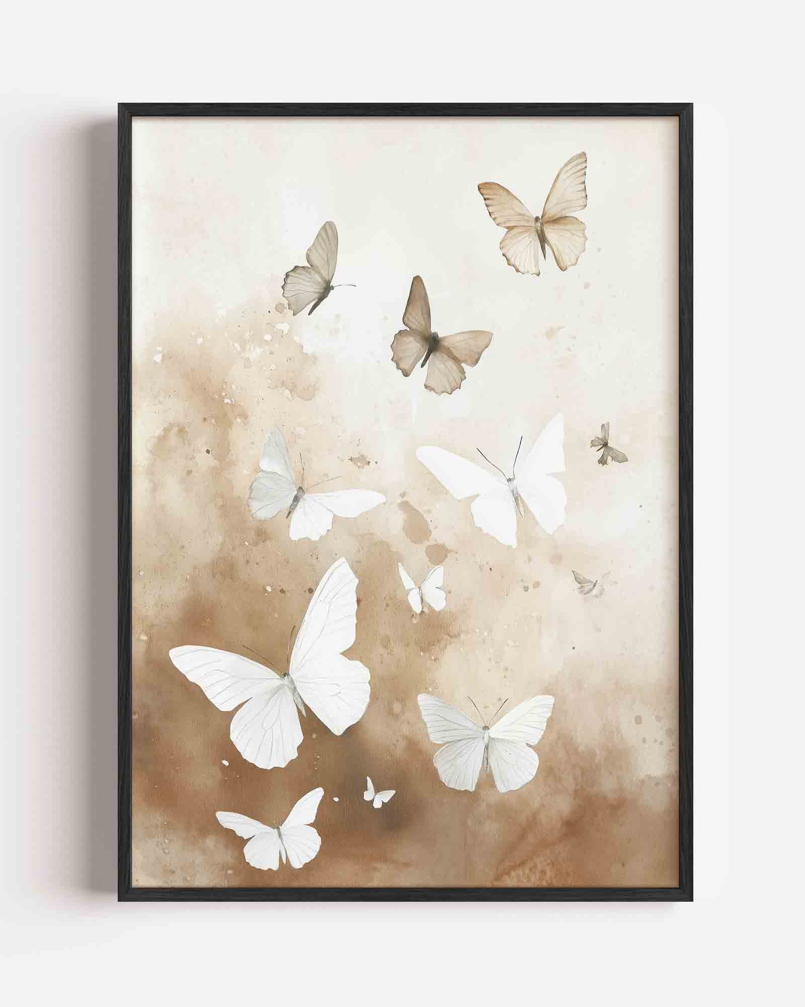 Vlinders in beige Poster
