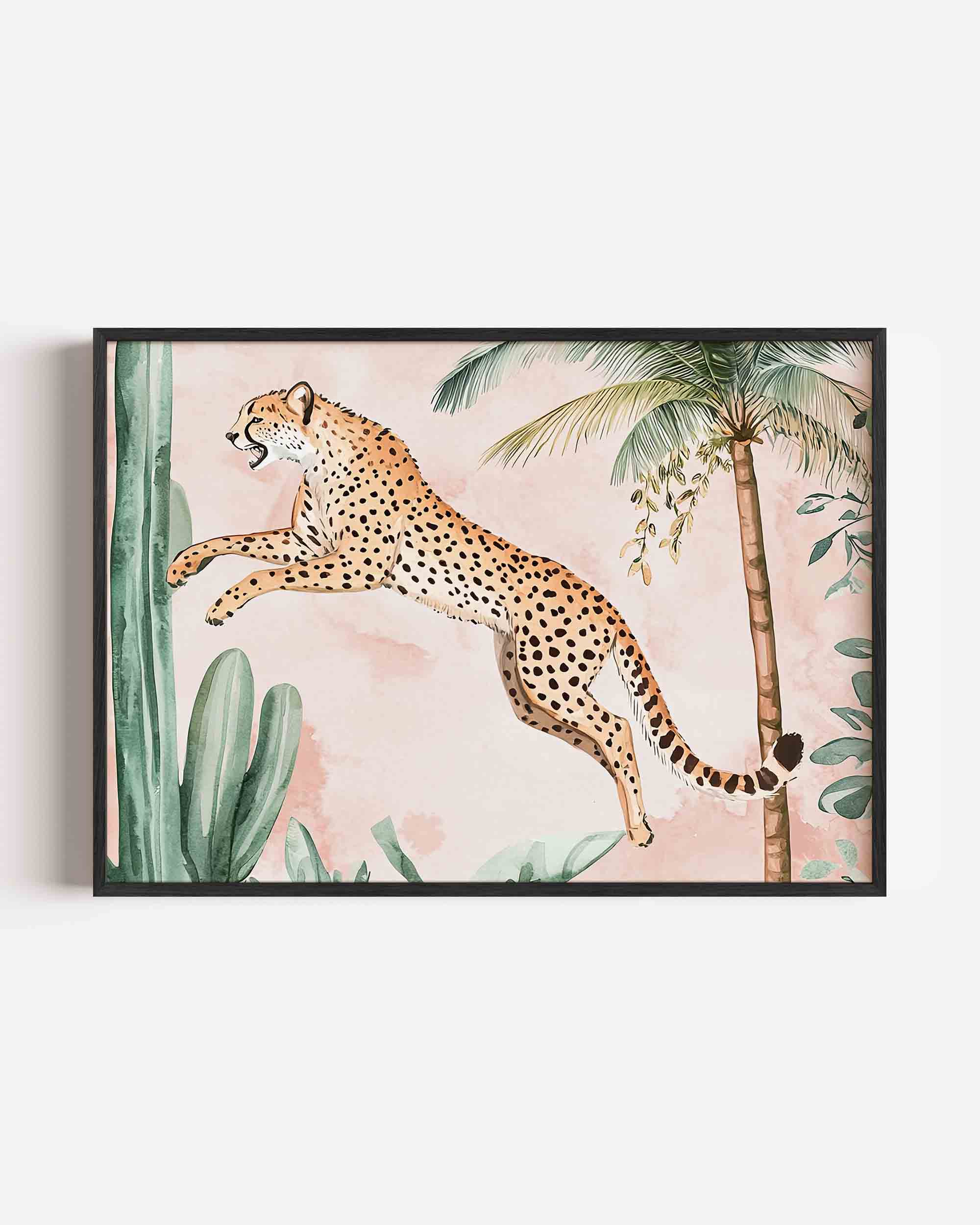 Springende cheetah Poster